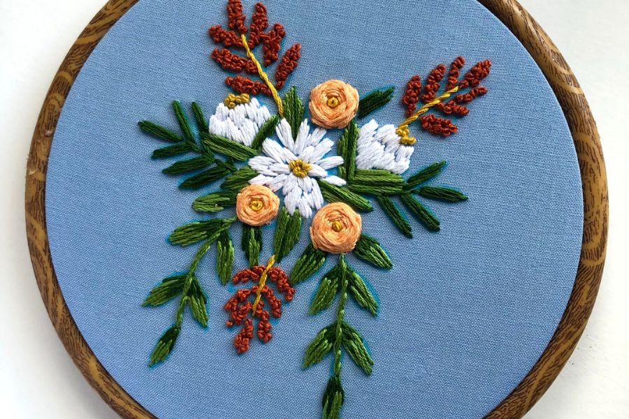 Wildflower Bouquet Embroidery Pattern Crewel Ghoul