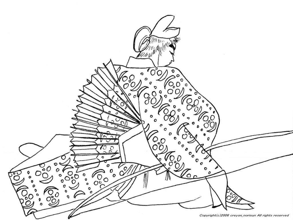 百人一首の塗り絵～源兼昌の下絵