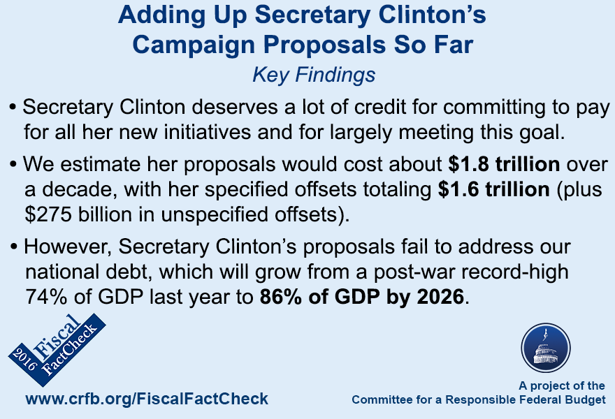 Adding Up Secretary Clinton's Campaign Proposals So FarMon, 05/02/2016
