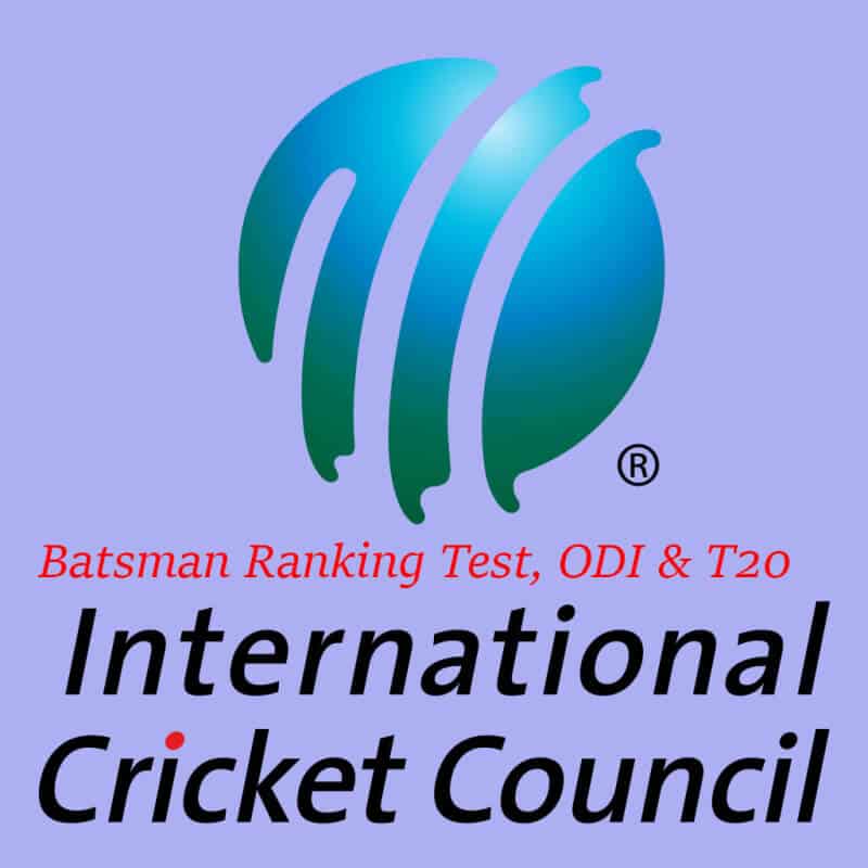 ICC Cricket Batsman Ranking ODI, T20 & Test Top 10 Batsman List