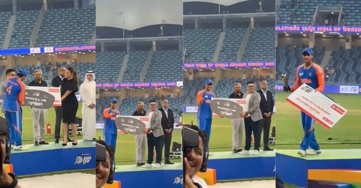 WATCH: Abhishek Sharma does ‘car driving’ celebration after winning Player of the Tournament in Asia Cup 2025 WATCH: Abhishek Sharma does ‘car driving’ celebration after winning Player of the Tournament in Asia Cup 2025
