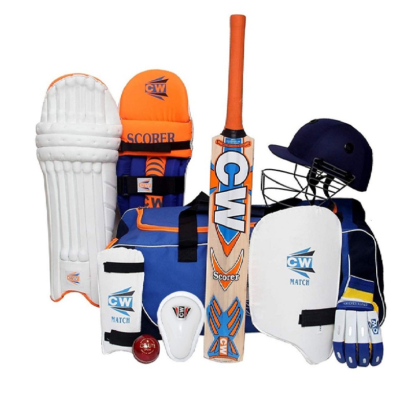 CW SCOREMASTER Cricket Kit Kashmir Willow Bat Cricket Leather Ball