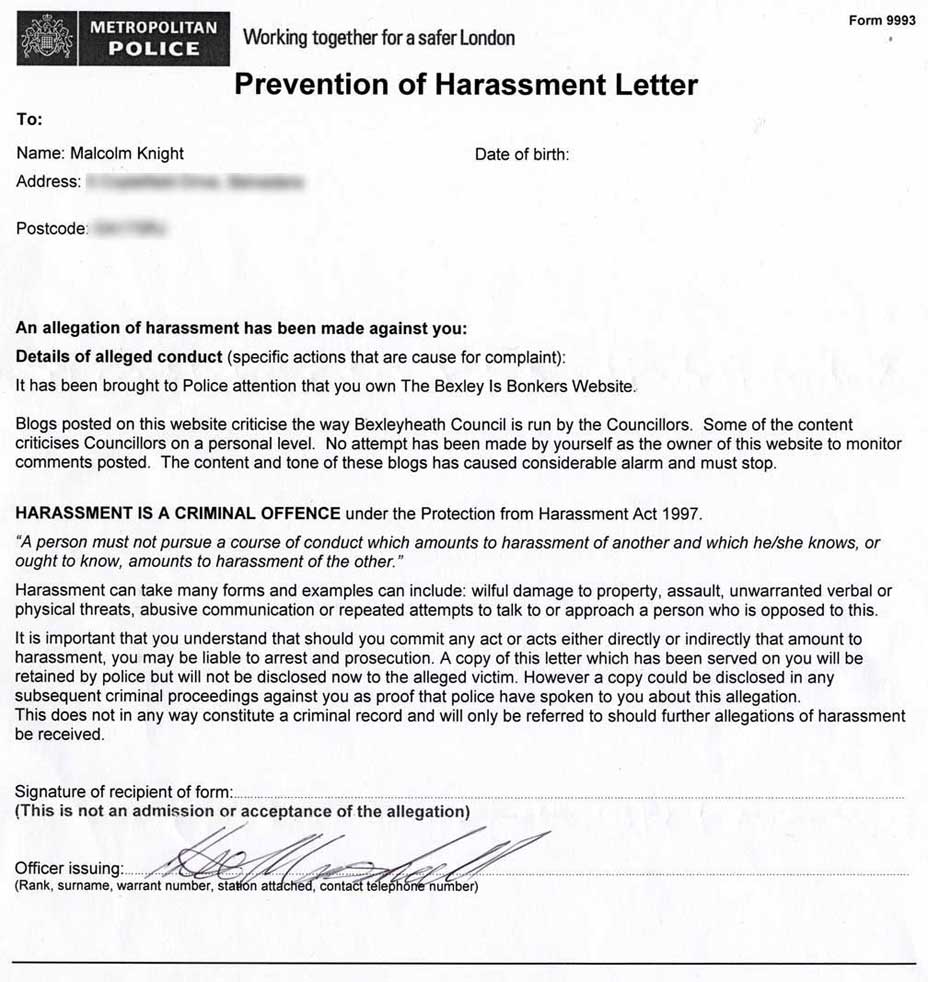 Harassment Warnings How to Challenge Them CRIMEBODGE