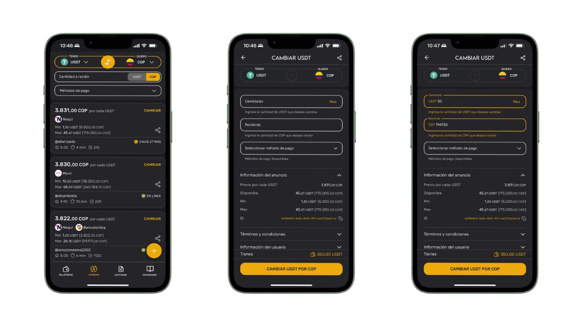 Achetez ou vendez des crypto-monnaies via des commandes.
