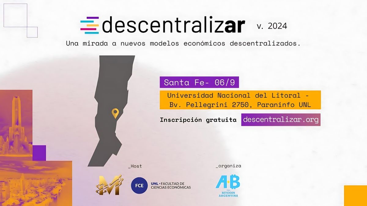 Vendredi prochain, le 6 septembre, se tiendra la première journée de conférences et de formations gratuites dans le cadre de Decentralize 2024, la conférence gratuite de l'ONG Bitcoin Argentina dans sa cinquième édition. L'inscription est gratuite avec des places limitées.