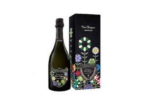 Шампанское Dom Perignon, цветы, этикетка, Такаси Мураками
