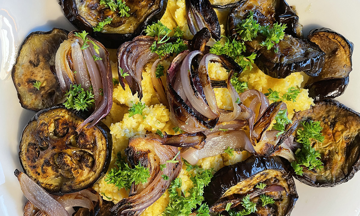 Polenta with baked eggplant Cristina Viviani