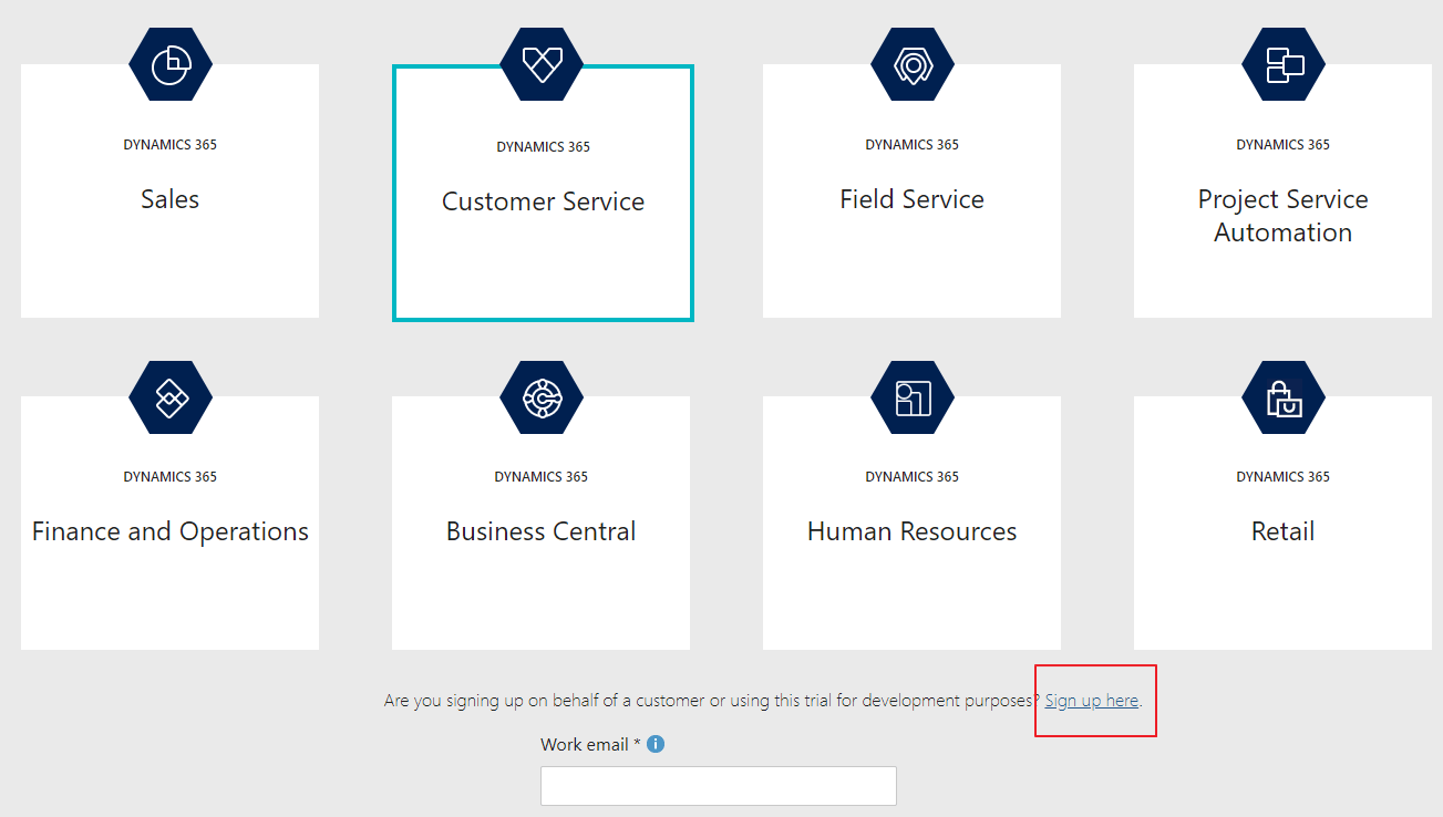 Sign up for a free trial Dynamics 365 Customer Service