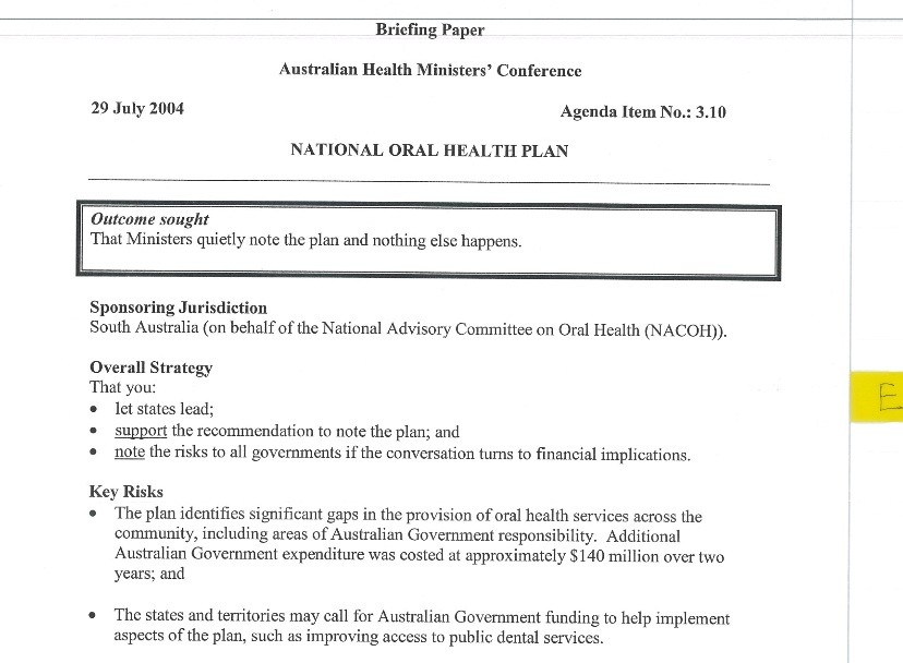 From the FOI archives sought that Ministers quietly note