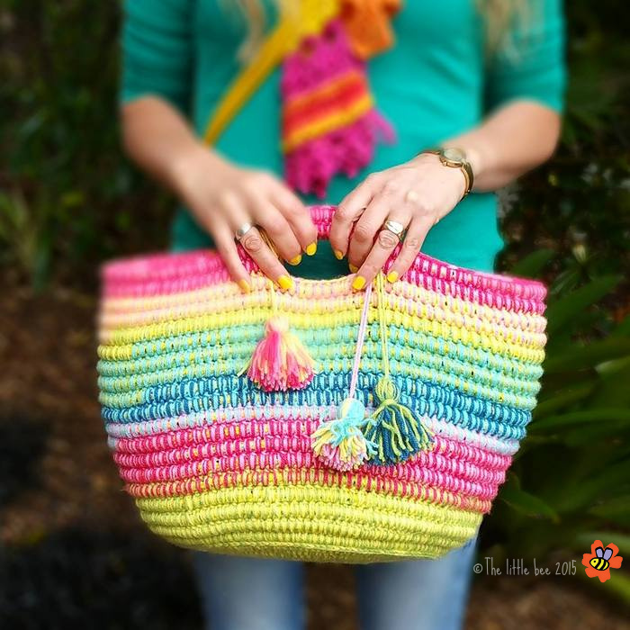 Crochet Rainbow Rope Basket