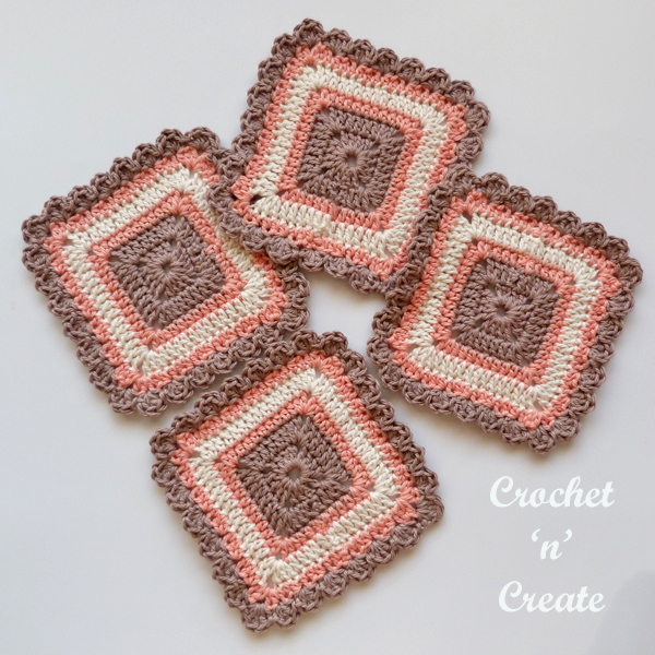 Crochet Pretty Square Coaster Free Pattern on Crochet 'n' Create
