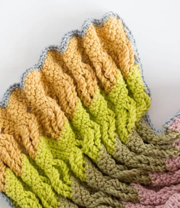 Fun ripple crochet scarf with tassels CrochetObjet