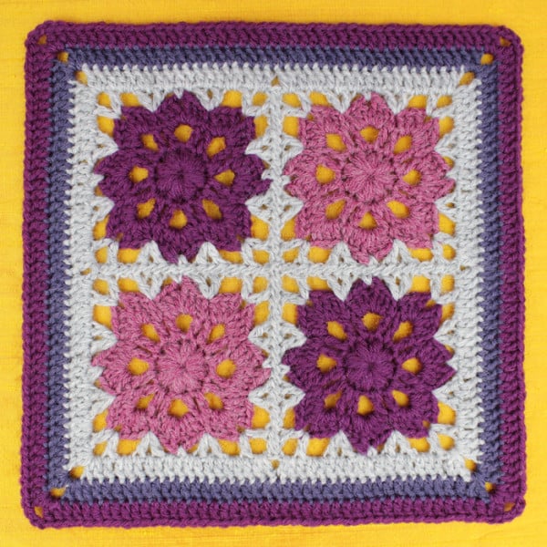 Flowers In The Window Afghan Square FREE Crochet Pattern