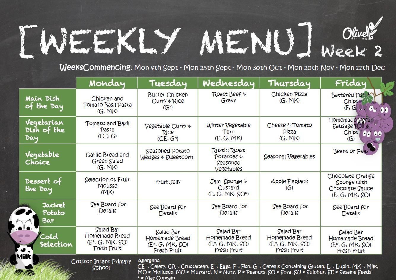 School Lunch Menus Crofton Junior School