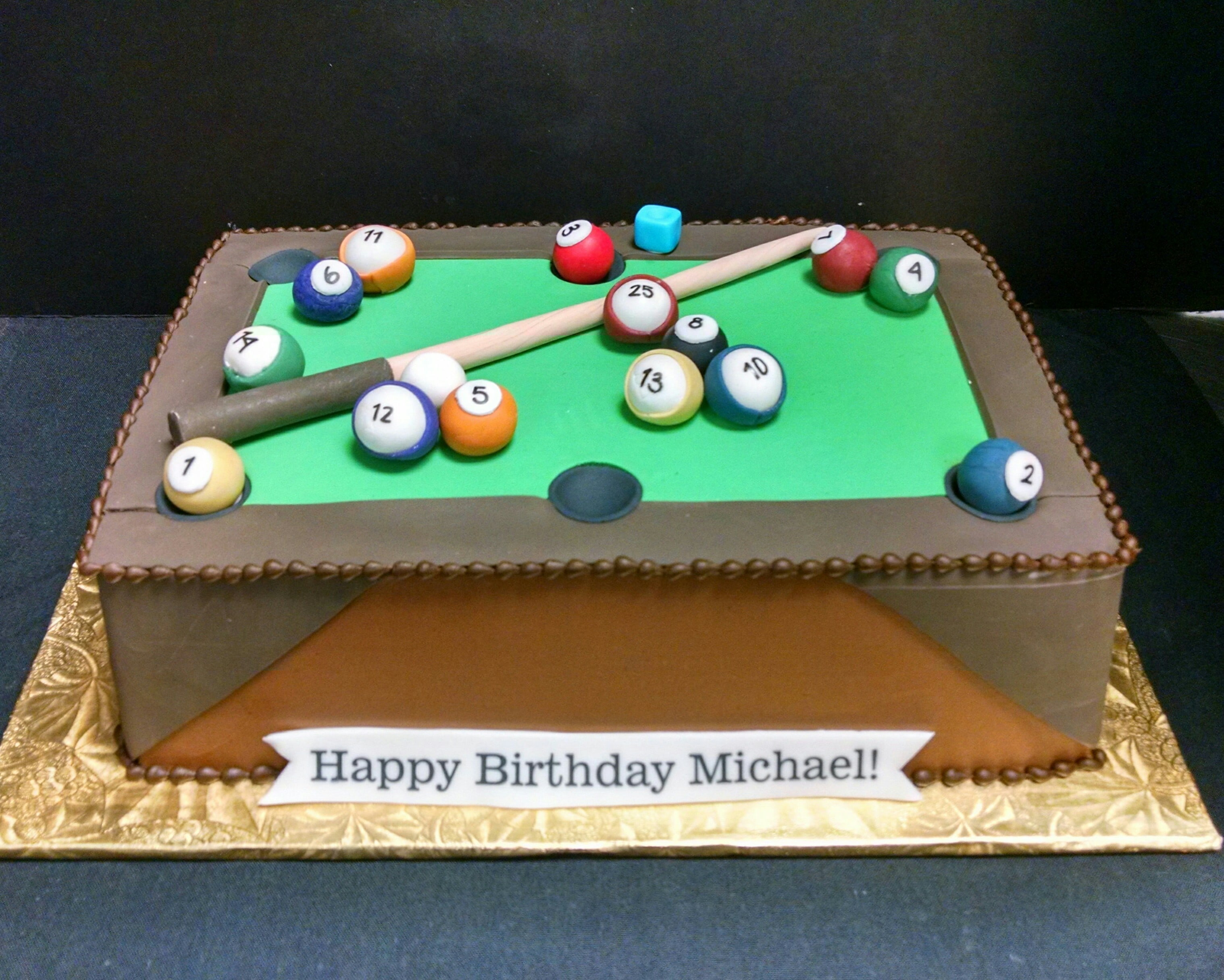 Pool Table Birthday Cake Croissants Bistro & Bakery