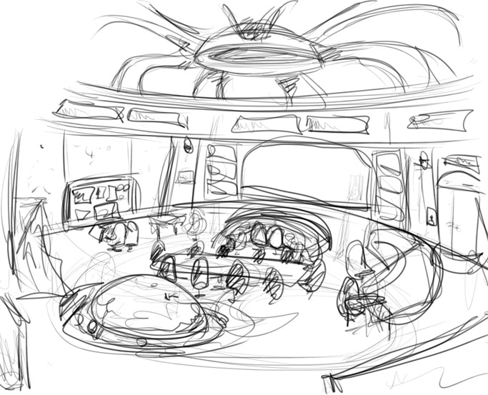 Inside spaceship Sketch