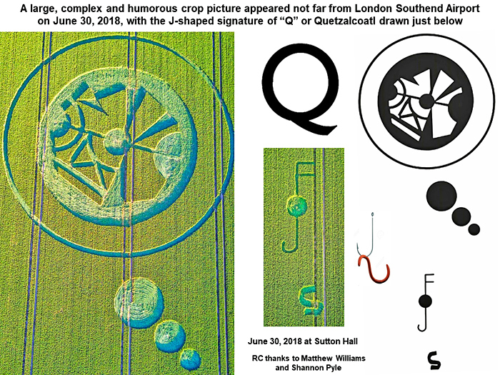 Crop Circle at Sutton Hall, Nr Rochford, Essex. Reported 30th June 2018