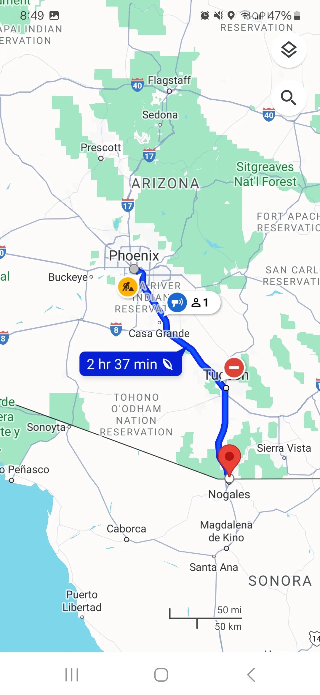 Driving from Phoenix to Mexico Border Cross Border Coverage