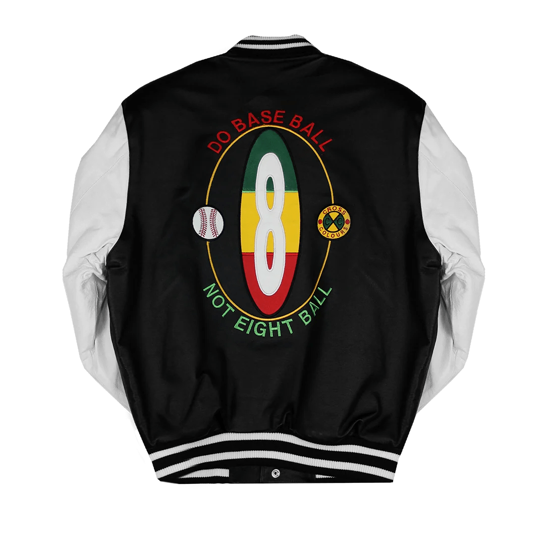 Cross Colours Do Baseball Leather Jacket Black/White