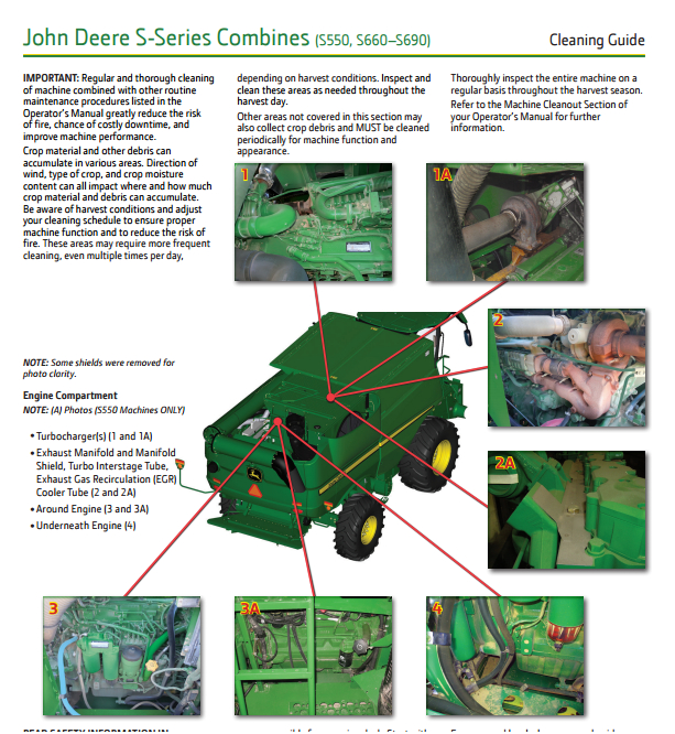 John Deere SSeries Combines (S550, S660â€“S690) Cleaning Guide