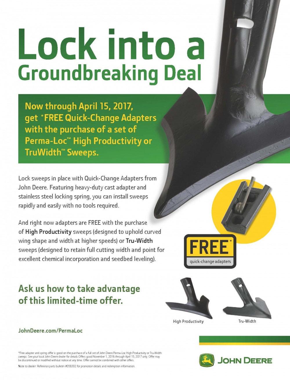 John Deere PermaLoc Sweep Special