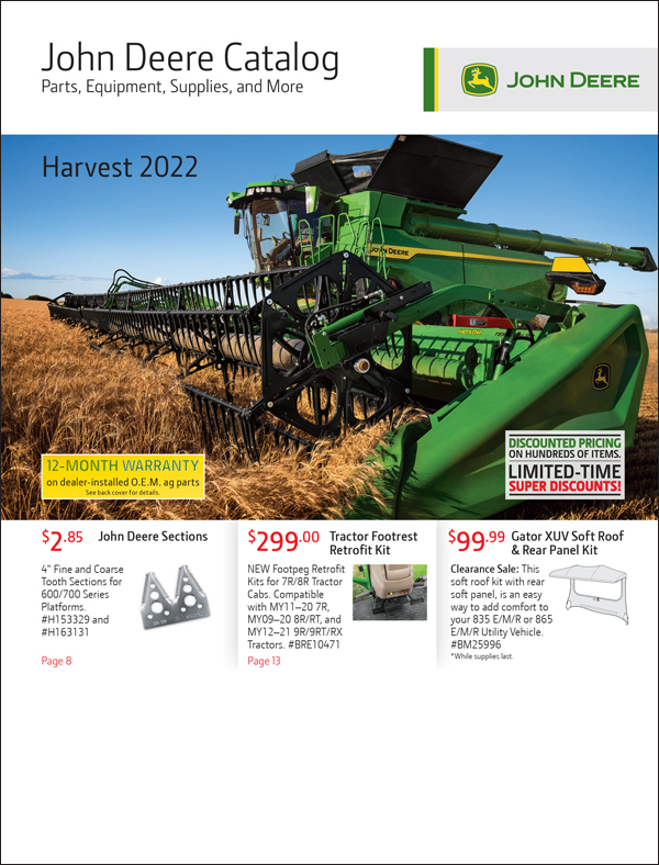 John Deere Fall Parts Sale Catalog 2022