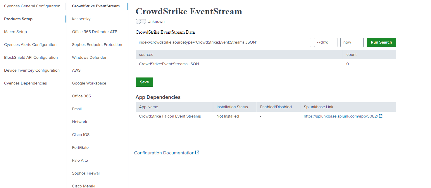 Configuration SplunkCyencesAppforSplunk