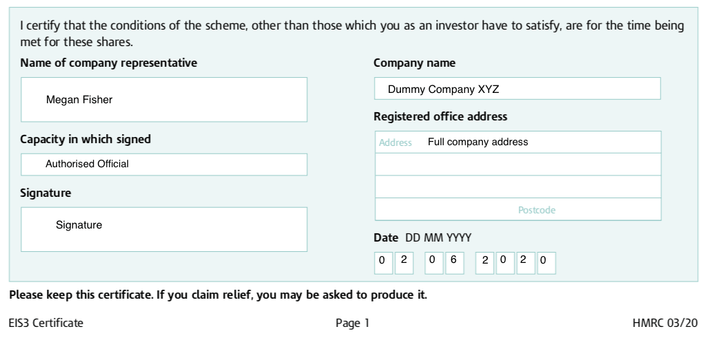 A stepbystep guide to completing an EIS Certificate