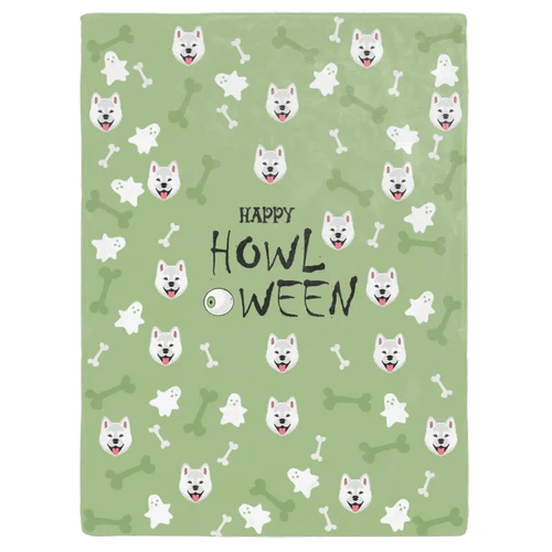 Happy Howloween Blanket with Custom Pet Icon Crown and Paw Crown & Paw