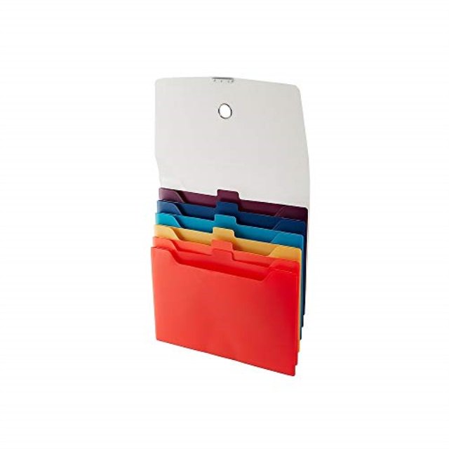 Poly Expanding File Coupon Size 6Pocket Multicolor Cascading Crown Office Supplies