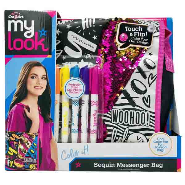 CraZArt My Look Sequin Messenger Bag Customizable 5 Markers Crown