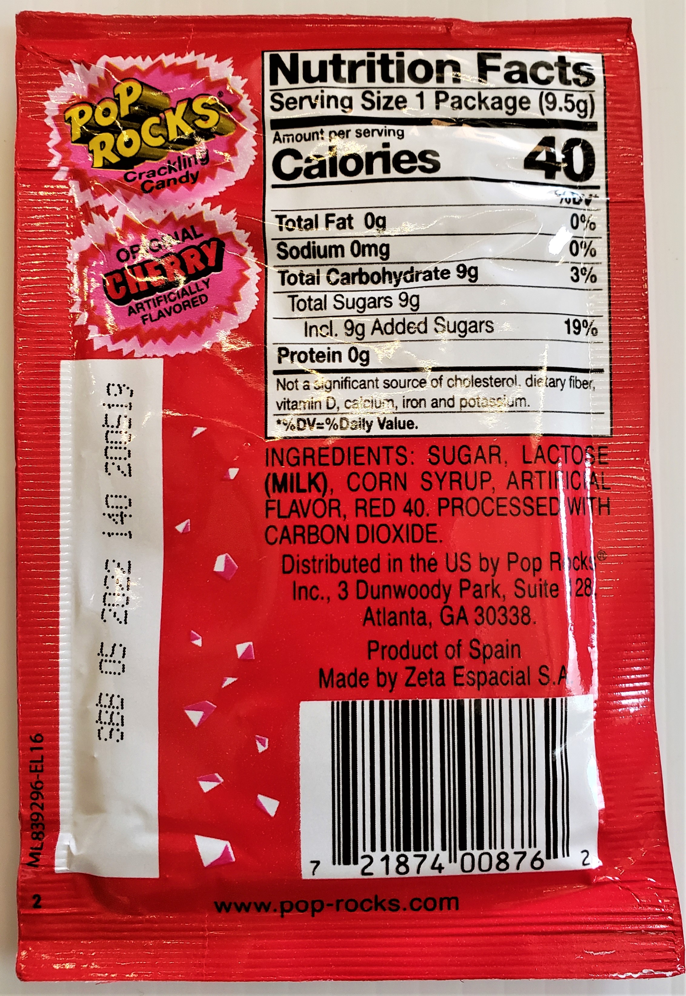 Pop Rocks Original Cherry Retro pack Crowsnest Candy Company