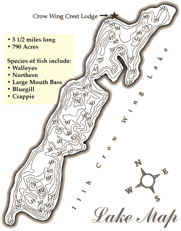 Mn Dnr Lake Maps 11Th Crow Wing Lake Map - Minnesota Fishing Lakesnorthern Minnesota Family Lake Fishing Lodge & Resort