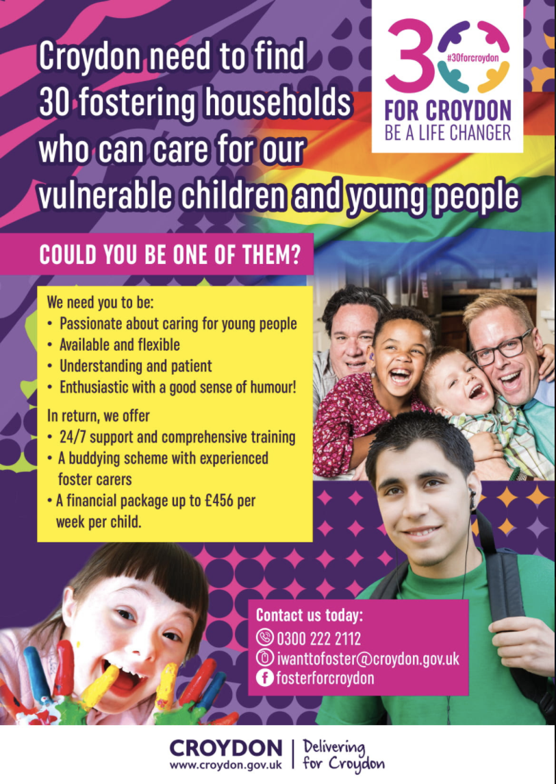 Foster carers in Croydon sought Be a life changer CCC