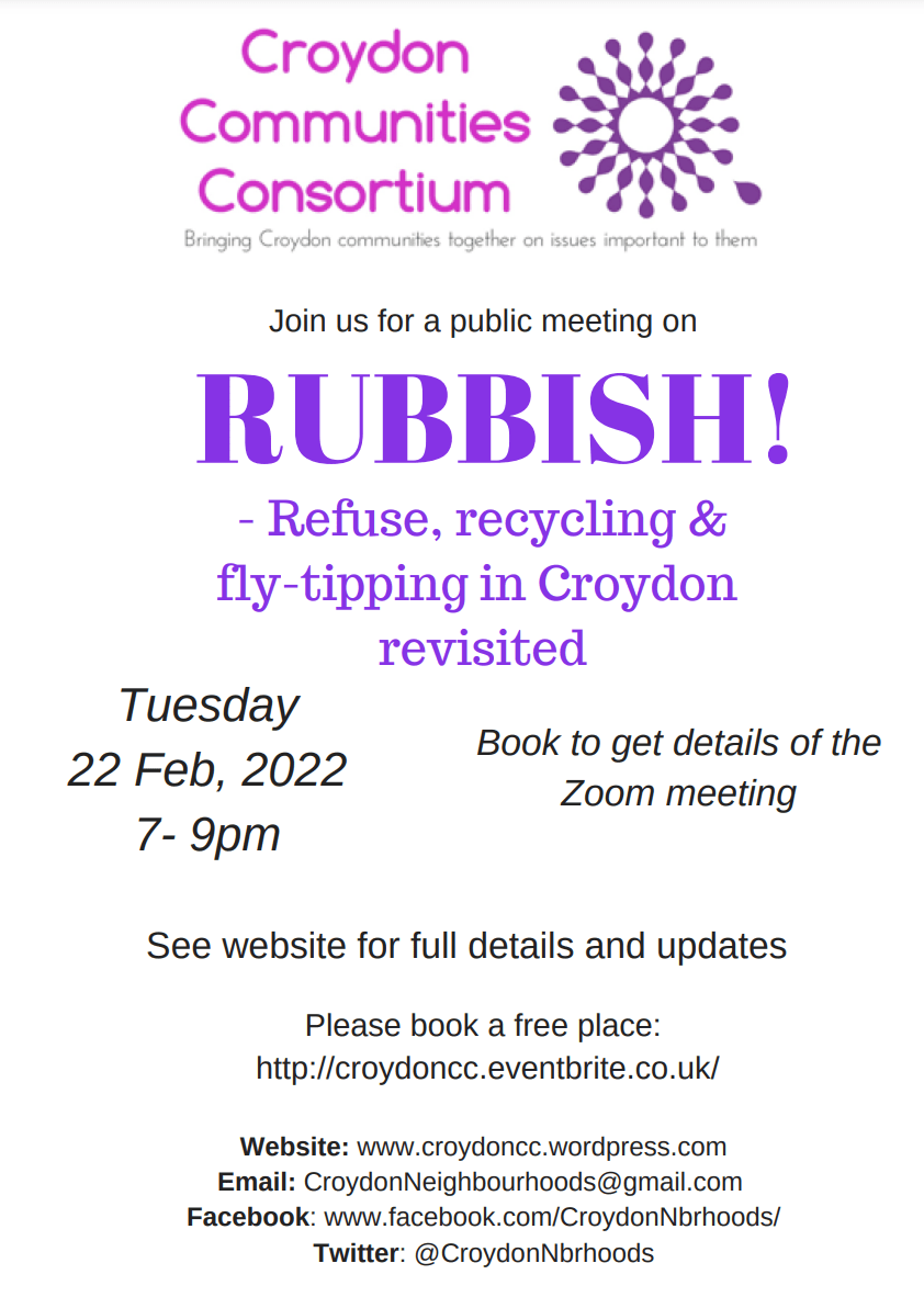 Public meeting Tues, 22 Feb 2022, via Zoom RUBBISH! Refuse