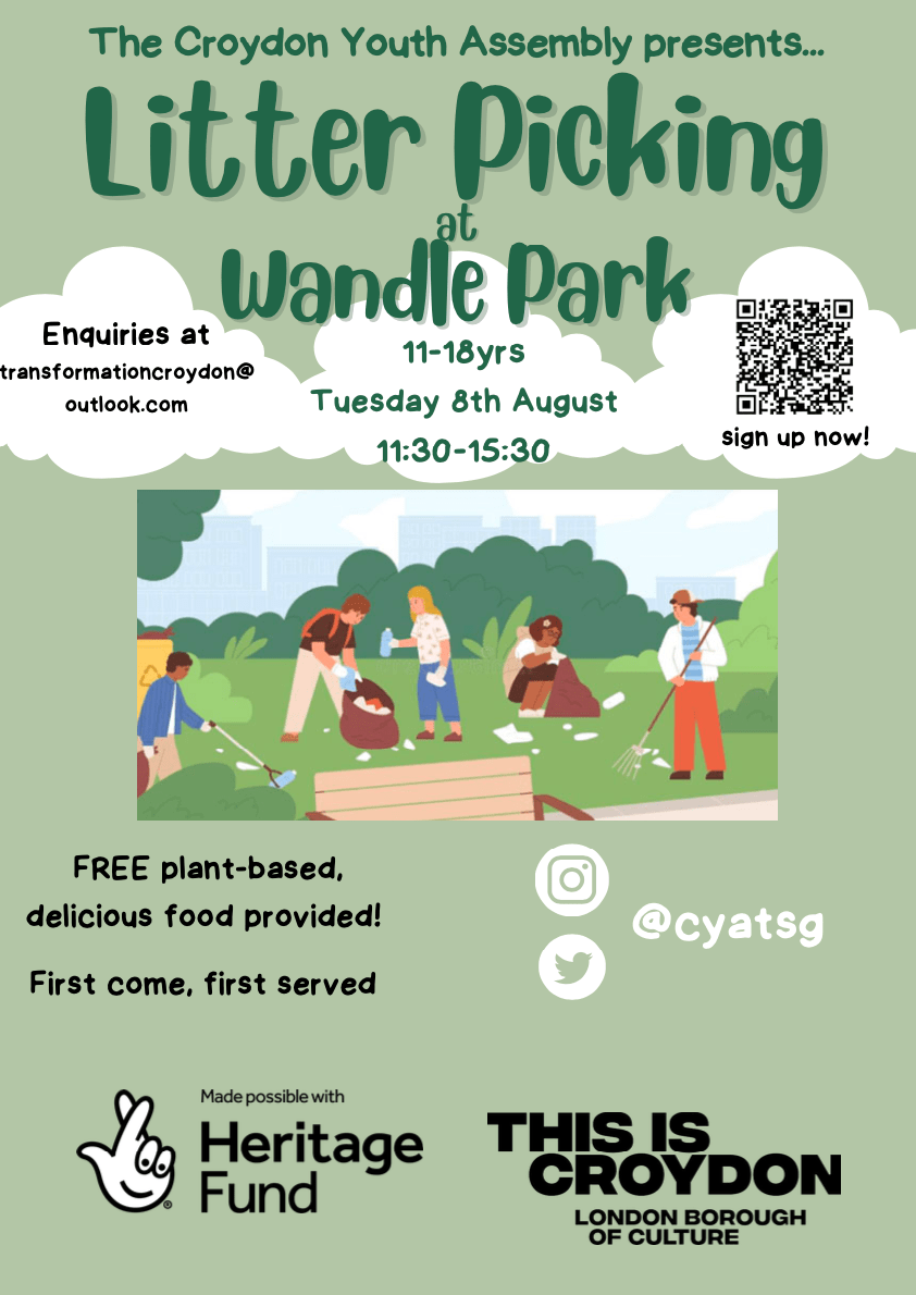 Croydon Youth Assembly Transformation subgroup’s Litter Pick in Wandle