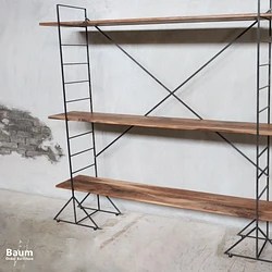 [Iron Ladder High Shelf]送料無料 アイアンシェルフ 自立式 ハイシェルフ 無垢 48 棚・シェルフ・ラック