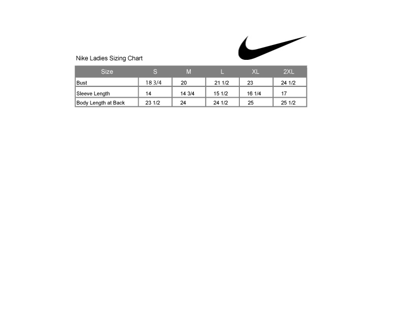 Nike Ladies Sizing Chart CRT Apparel