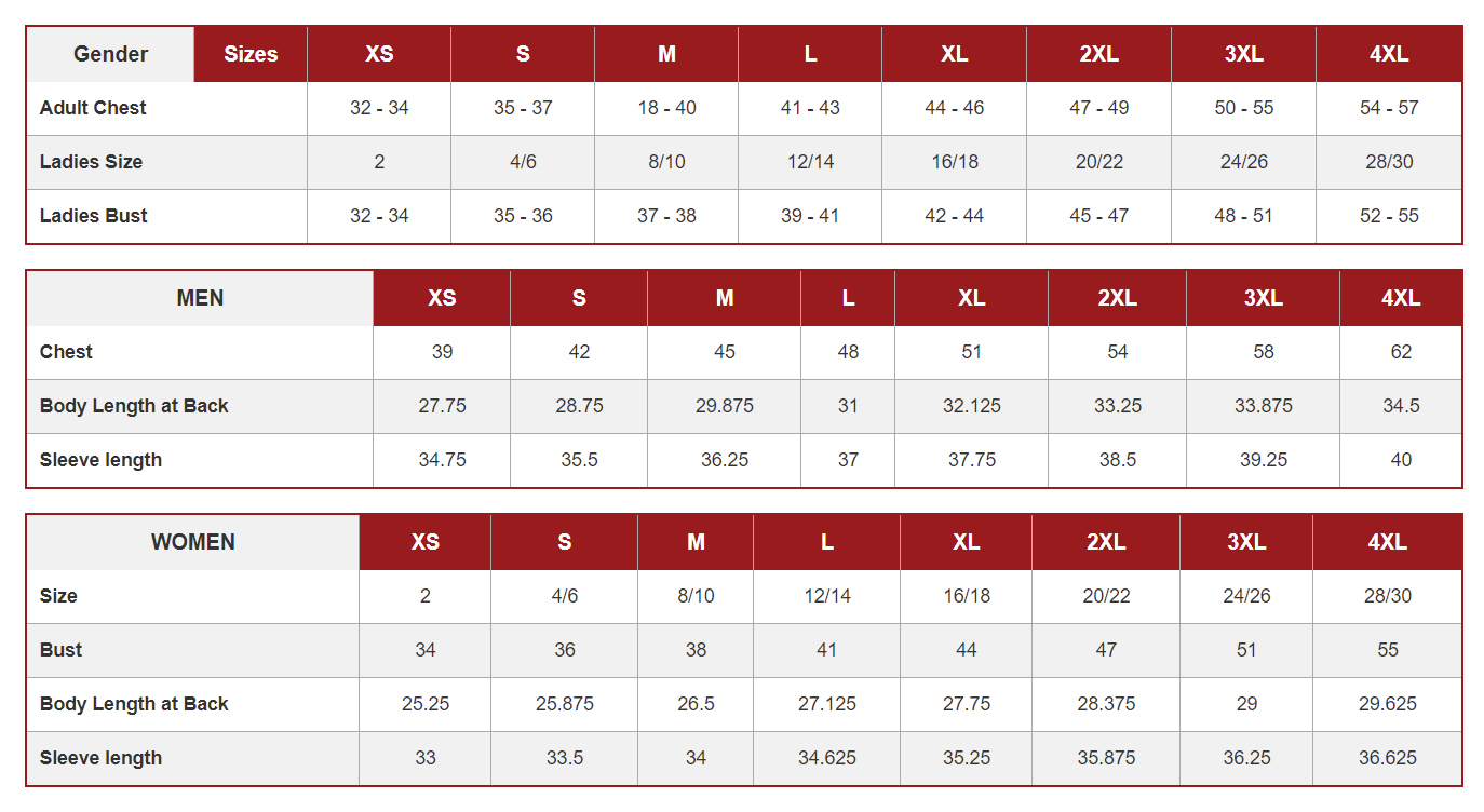 OGIO Sizing Chart CRT Apparel