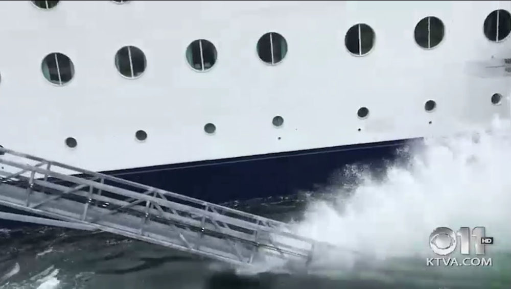 Cruise Ship Crashes into Pier in Alaska (Video)