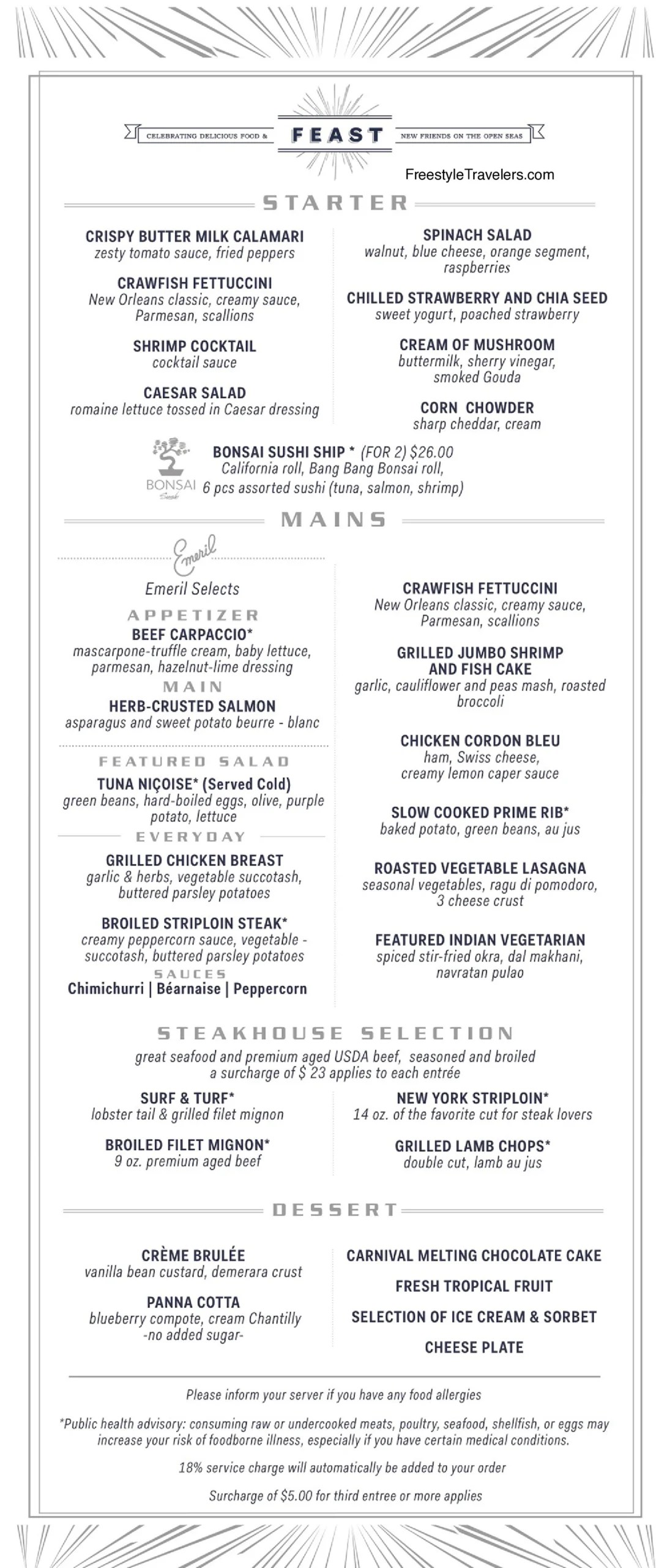 Carnival Dining Room Menu 2024 Cruise Ship Mania