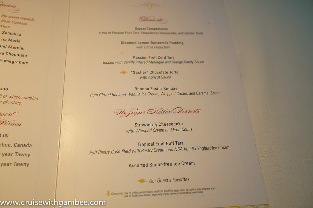 Disney Cruise Menus cruise with gambee