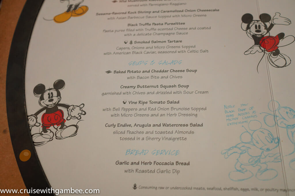 Disney Cruise Menus cruise with gambee
