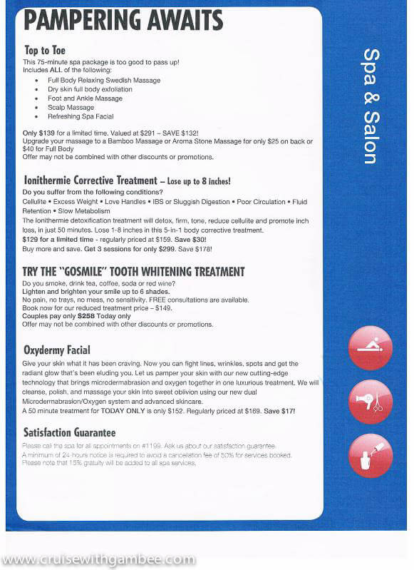 Carnival Cruise Spa Prices cruise with gambee