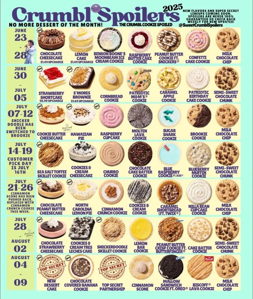 Crumbl Cookies Spoilers August lineup 2025 Weekly Update(04)