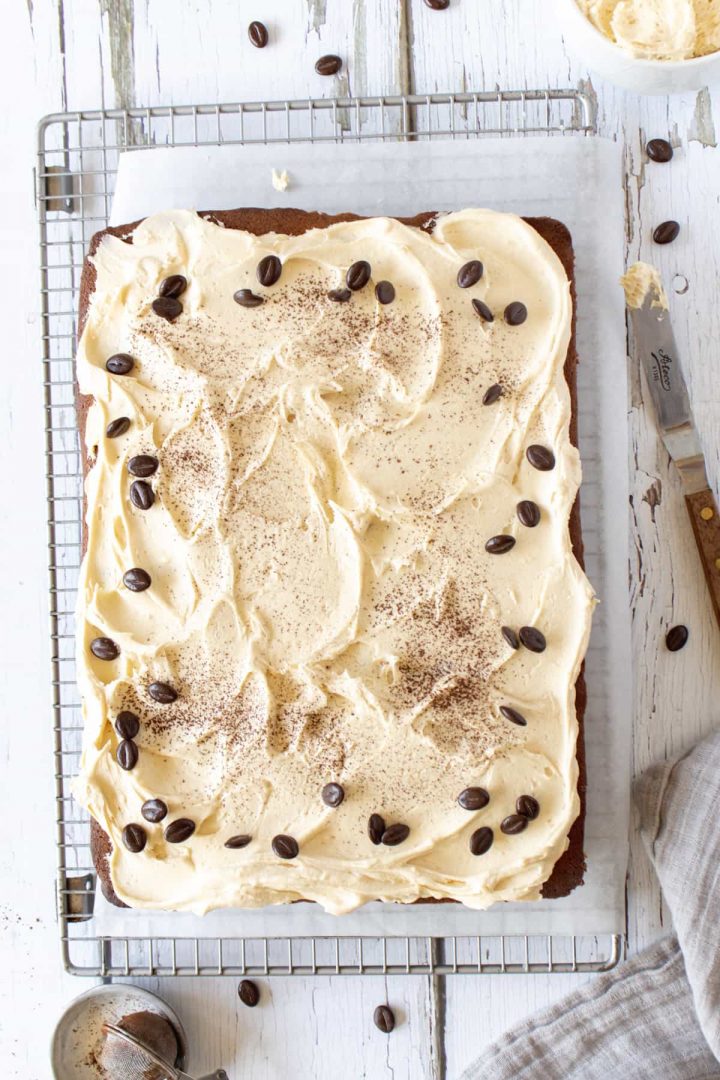 Coffee Tray Bake Cake Recipe & Video Crumbs and Corkscrews