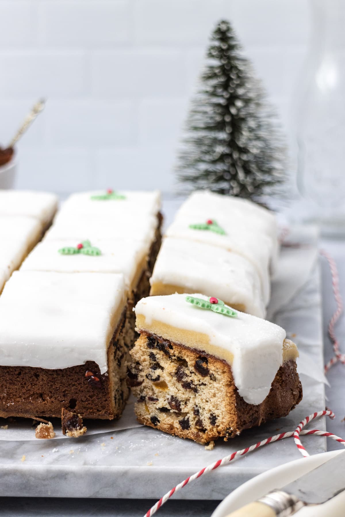Christmas Tray Bake Cake Crumbs and Corkscrews