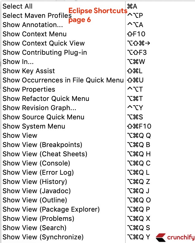 Essential Eclipse shortcuts & my favorite Eclipse shortcut list for