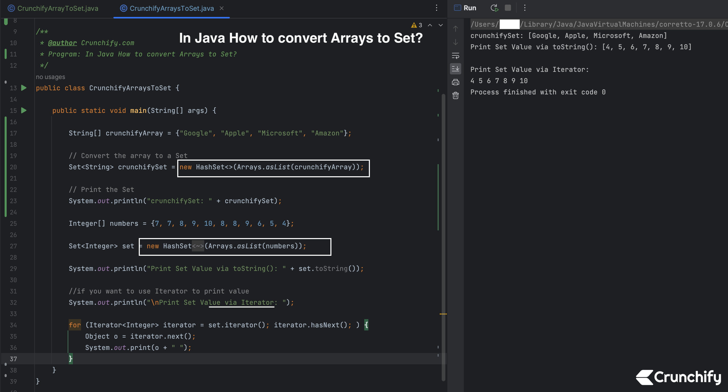 In Java How to convert Arrays to Set? • Crunchify