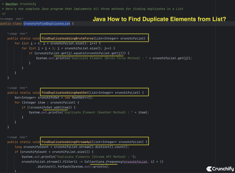 In Java How to Find Duplicate Elements from List? (Brute Force, HashSet